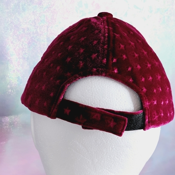 Charming Charlie Dark Red Velvet Stars Baseball Hat - Picture 3 of 9